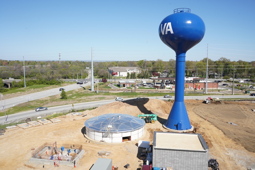 Construction work continues on the site of the Louisville VA Medical Center April 16, 2025