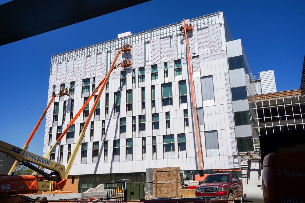 Construction work continues on the site of the Louisville VA Medical Center April 16, 2025