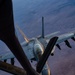 CENTCOM KC-135 Stratotanker conducts nighttime aerial refueling with F/A-18 Super Hornets