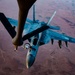 CENTCOM KC-135 Stratotanker conducts nighttime aerial refueling with F/A-18 Super Hornets