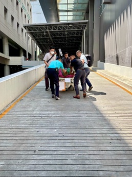 WRAIR-AFRIMS and Royal Thai Army personnel coordinate patient evacuation and provide emergency support following the March 28 earthquake in Bangkok