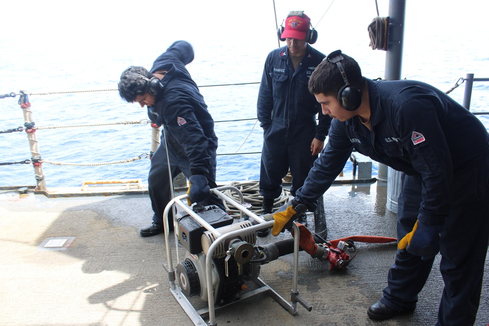 Rescue and assistance training on USS Shiloh