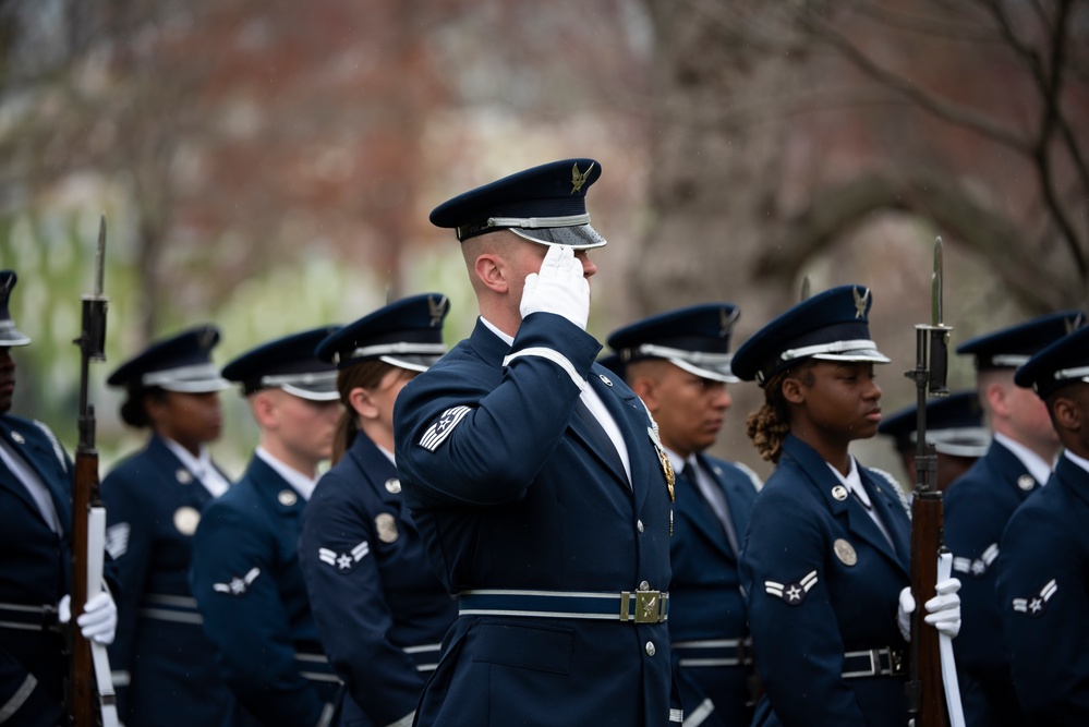 Military Funeral Honors with Funeral Escort are Conducted for U.S. Air Force Capt. Julius Fluhr, Jr. in Section 37