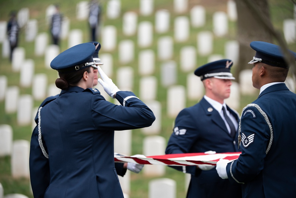 Military Funeral Honors with Funeral Escort are Conducted for U.S. Air Force Capt. Julius Fluhr, Jr. in Section 37