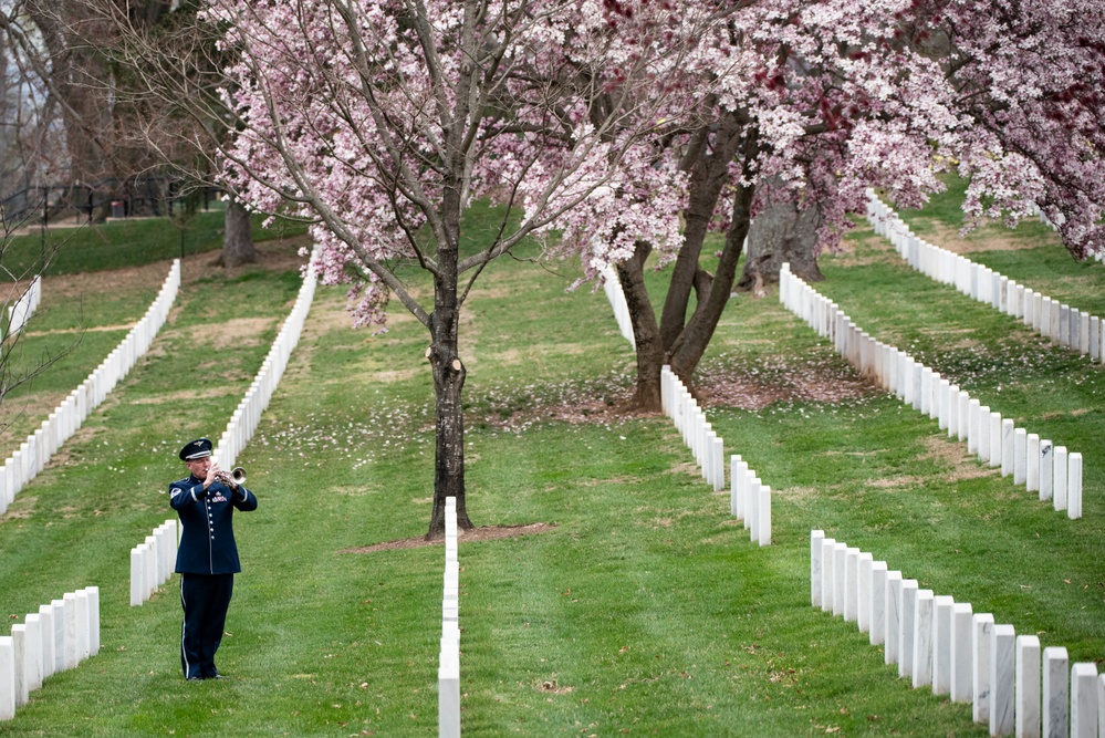 Military Funeral Honors with Funeral Escort are Conducted for U.S. Air Force Capt. Julius Fluhr, Jr. in Section 37