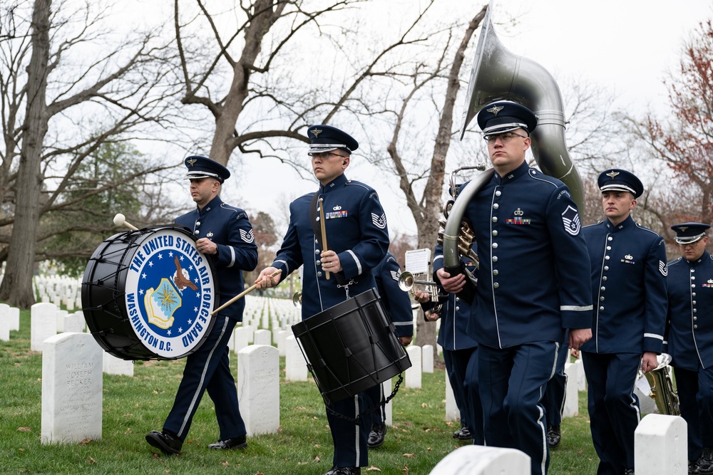 Military Funeral Honors with Funeral Escort are Conducted for U.S. Air Force Capt. Julius Fluhr, Jr. in Section 37
