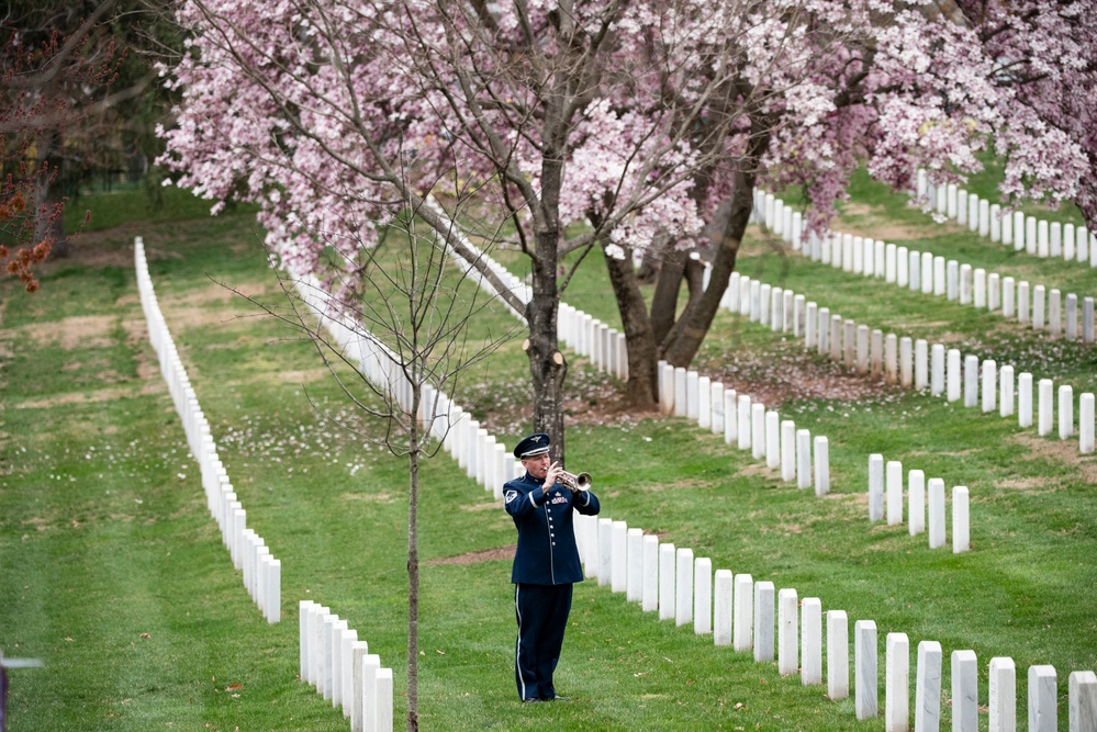 Military Funeral Honors with Funeral Escort are Conducted for U.S. Air Force Capt. Julius Fluhr, Jr. in Section 37