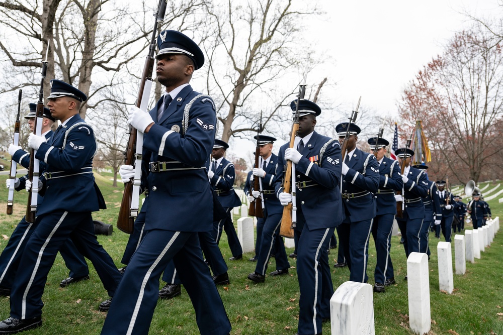 Military Funeral Honors with Funeral Escort are Conducted for U.S. Air Force Capt. Julius Fluhr, Jr. in Section 37