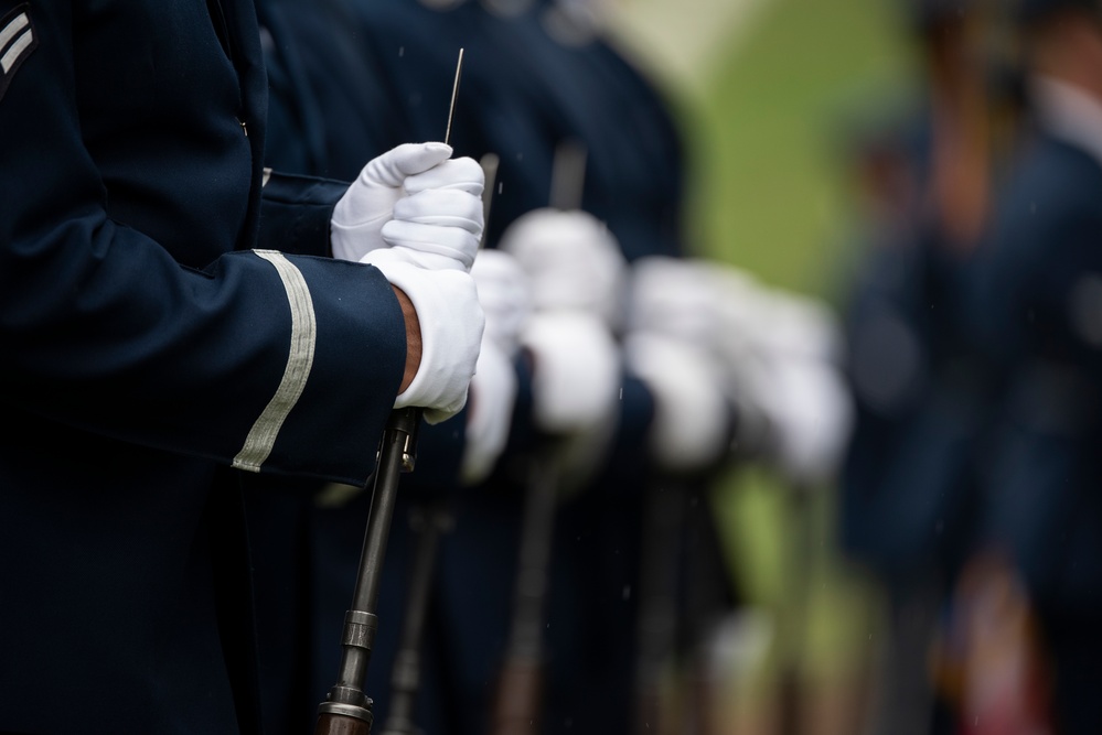 Military Funeral Honors with Funeral Escort are Conducted for U.S. Air Force Capt. Julius Fluhr, Jr. in Section 37
