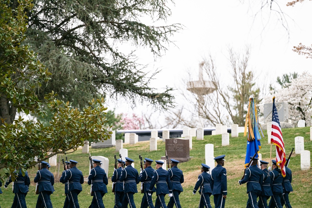 Military Funeral Honors with Funeral Escort are Conducted for U.S. Air Force Capt. Julius Fluhr, Jr. in Section 37