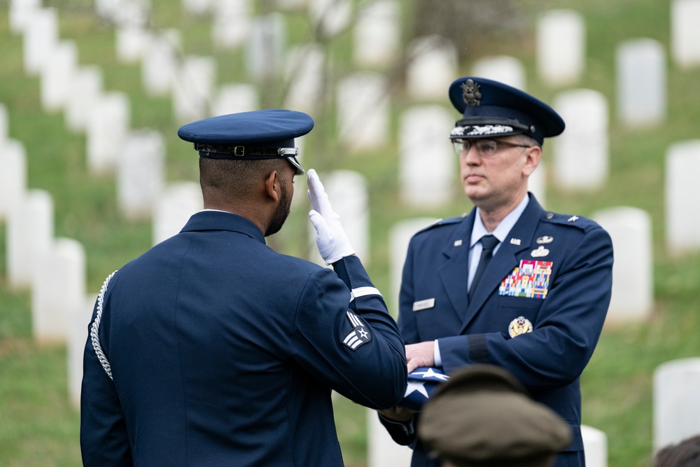 Military Funeral Honors with Funeral Escort are Conducted for U.S. Air Force Capt. Julius Fluhr, Jr. in Section 37