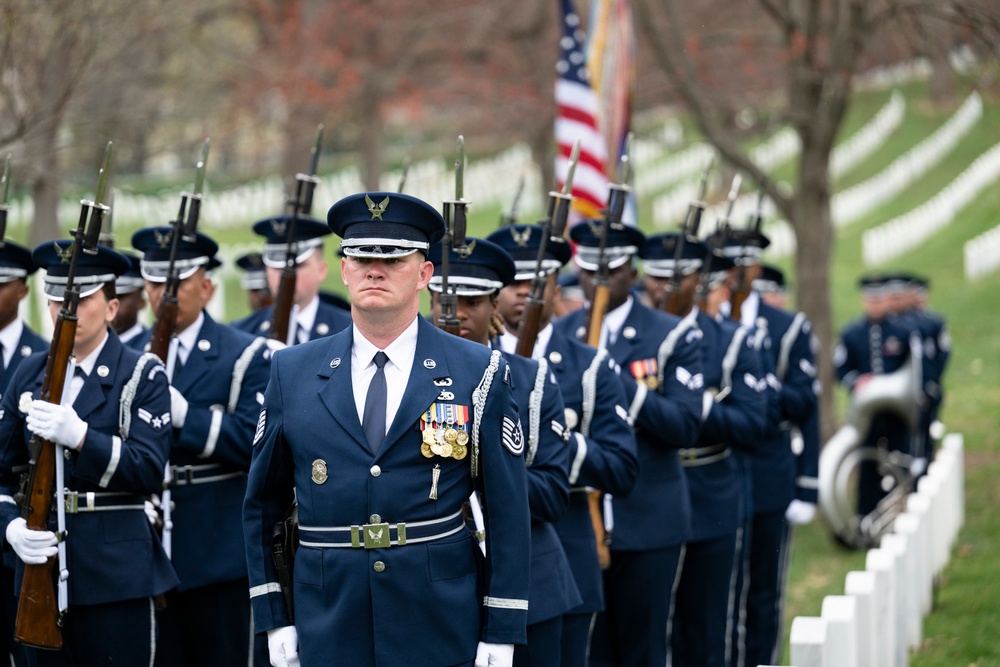Military Funeral Honors with Funeral Escort are Conducted for U.S. Air Force Capt. Julius Fluhr, Jr. in Section 37