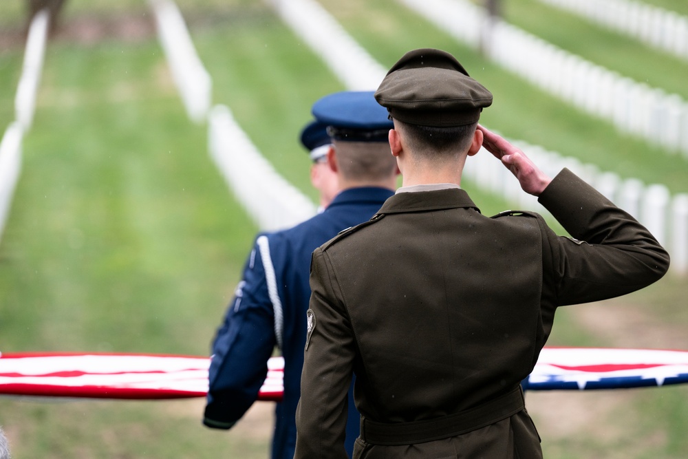Military Funeral Honors with Funeral Escort are Conducted for U.S. Air Force Capt. Julius Fluhr, Jr. in Section 37