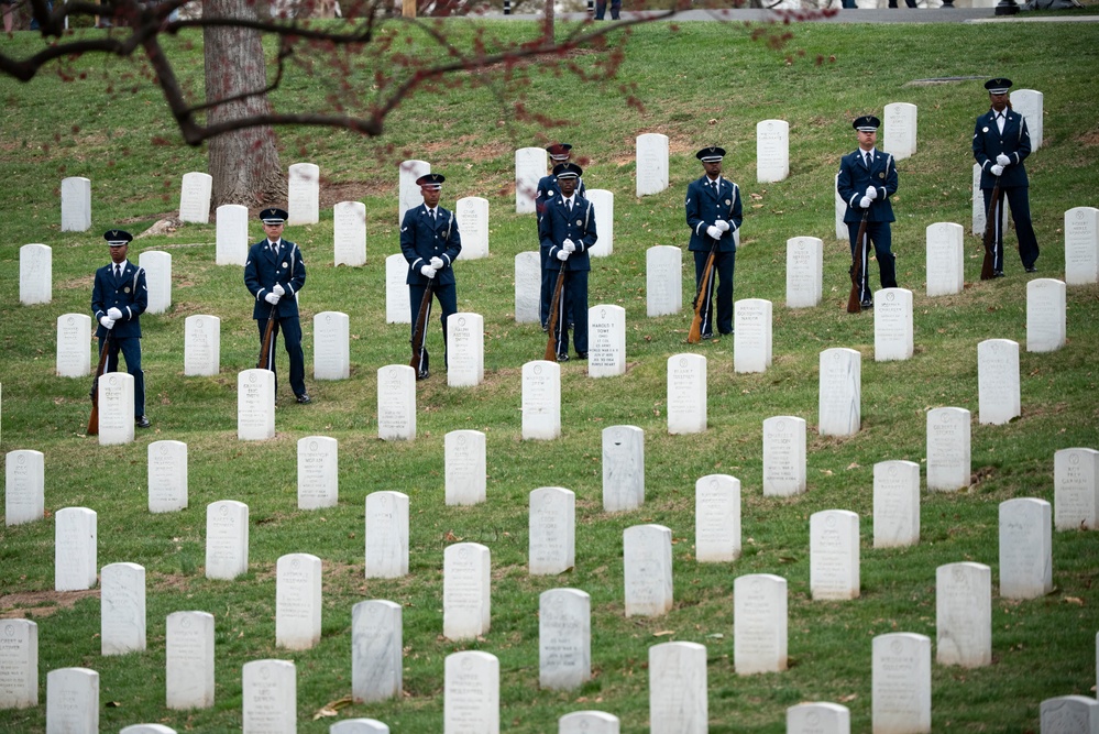 Military Funeral Honors with Funeral Escort are Conducted for U.S. Air Force Capt. Julius Fluhr, Jr. in Section 37