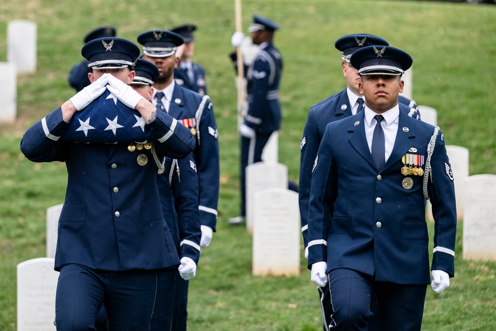 Military Funeral Honors with Funeral Escort are Conducted for U.S. Air Force Capt. Julius Fluhr, Jr. in Section 37