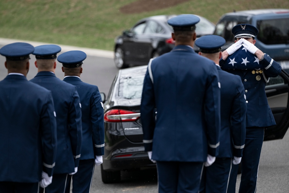 Military Funeral Honors with Funeral Escort are Conducted for U.S. Air Force Capt. Julius Fluhr, Jr. in Section 37