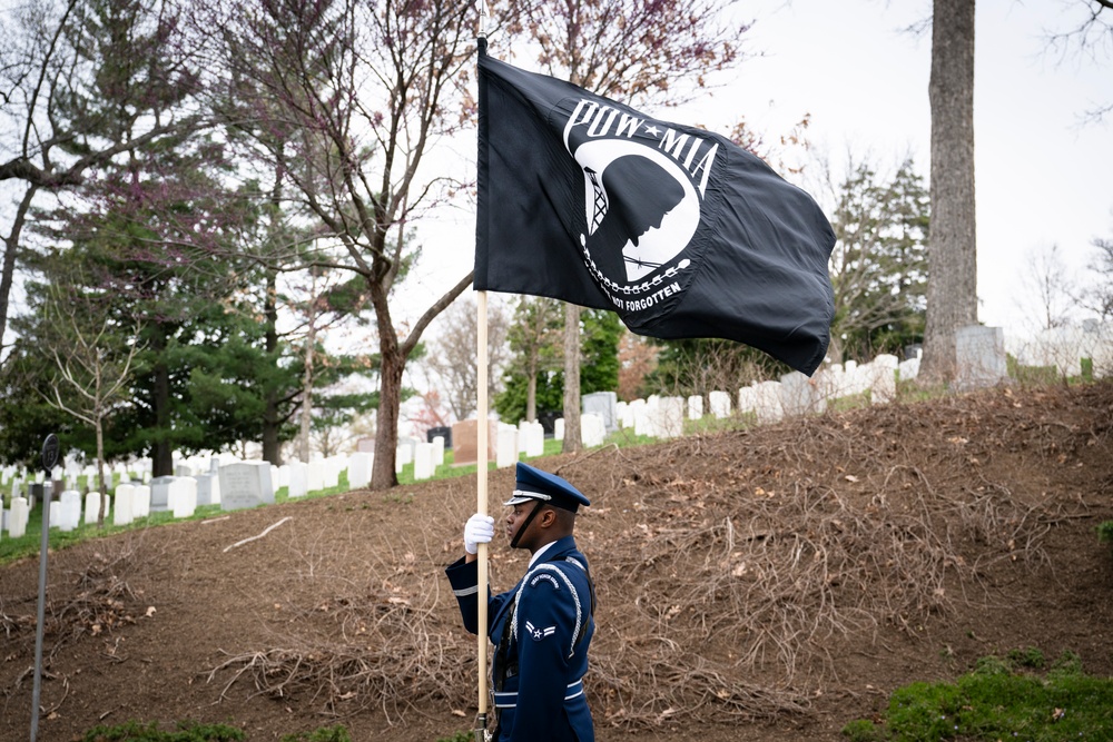 Military Funeral Honors with Funeral Escort are Conducted for U.S. Air Force Capt. Julius Fluhr, Jr. in Section 37