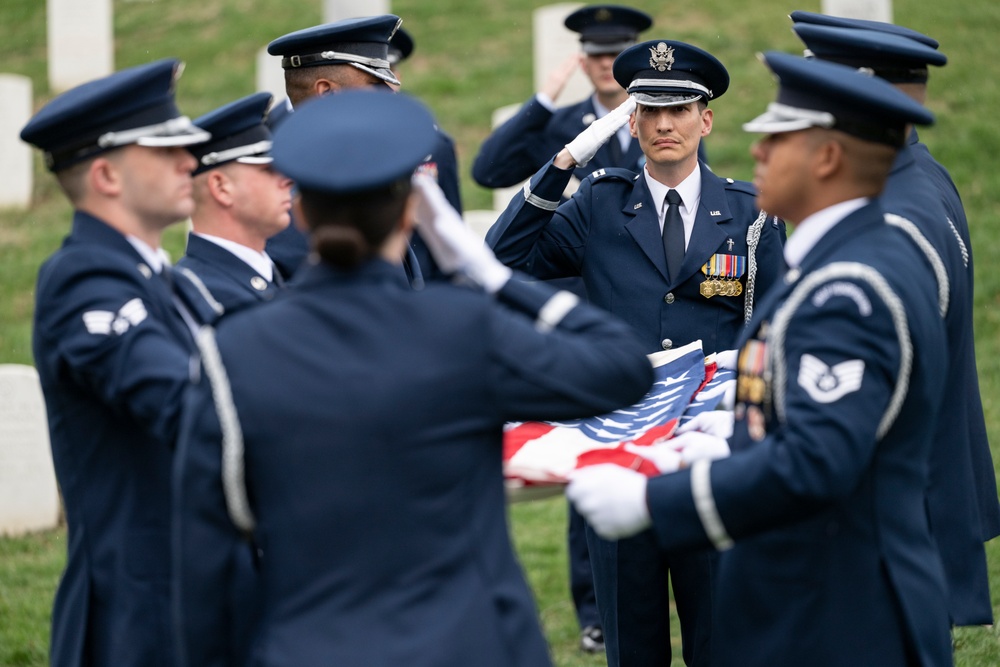 Military Funeral Honors with Funeral Escort are Conducted for U.S. Air Force Capt. Julius Fluhr, Jr. in Section 37