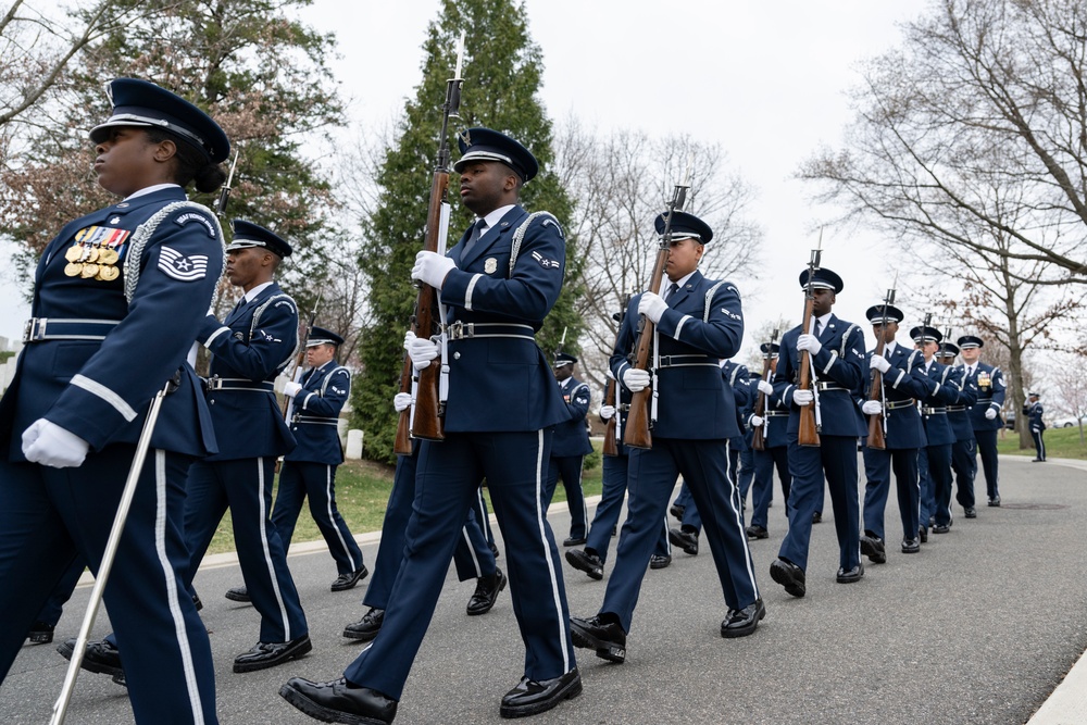 Military Funeral Honors with Funeral Escort are Conducted for U.S. Air Force Capt. Julius Fluhr, Jr. in Section 37