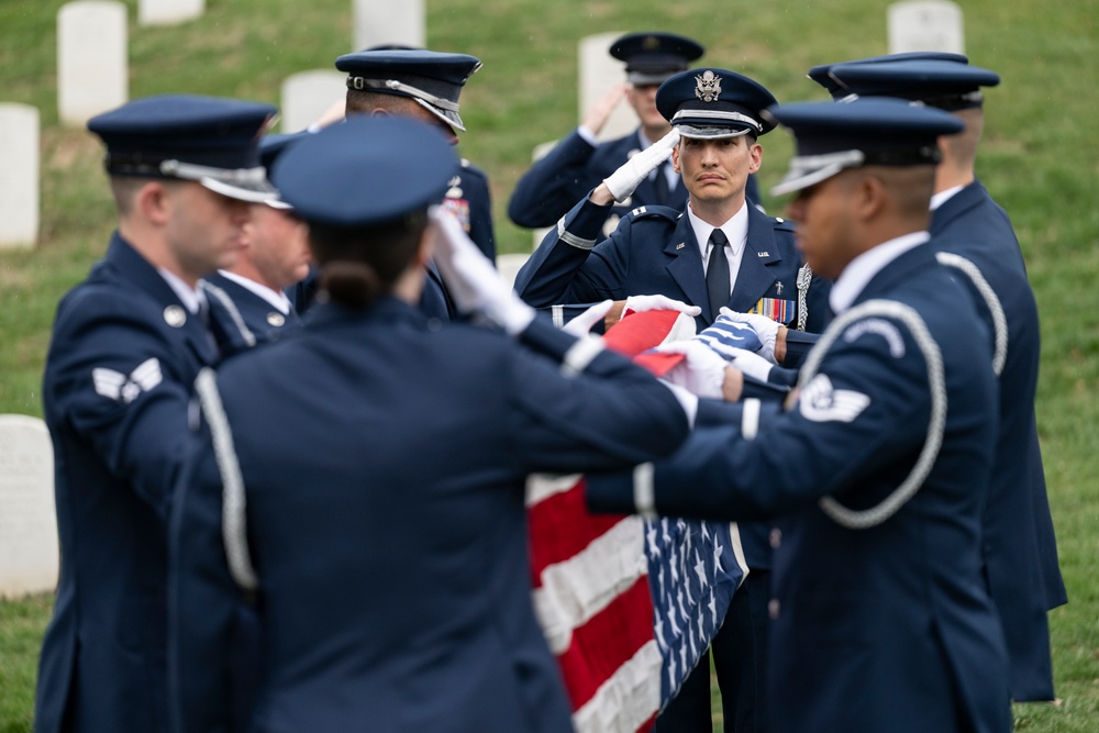 Military Funeral Honors with Funeral Escort are Conducted for U.S. Air Force Capt. Julius Fluhr, Jr. in Section 37