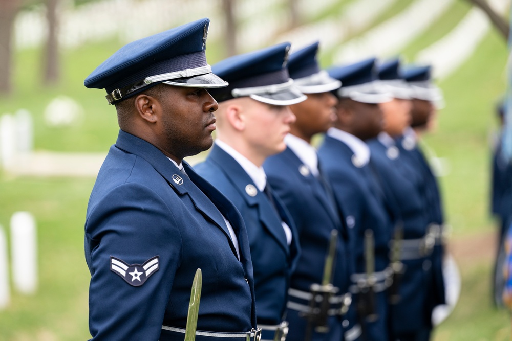Military Funeral Honors with Funeral Escort are Conducted for U.S. Air Force Capt. Julius Fluhr, Jr. in Section 37
