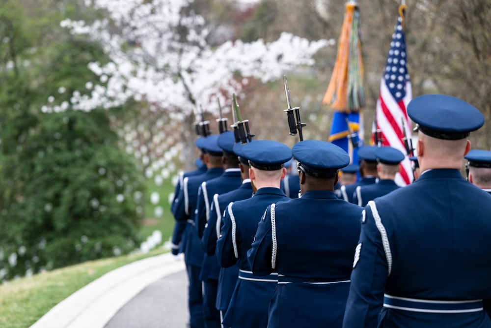 Military Funeral Honors with Funeral Escort are Conducted for U.S. Air Force Capt. Julius Fluhr, Jr. in Section 37