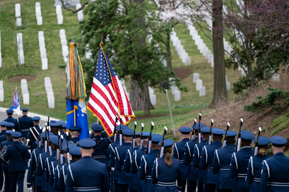 Military Funeral Honors with Funeral Escort are Conducted for U.S. Air Force Capt. Julius Fluhr, Jr. in Section 37