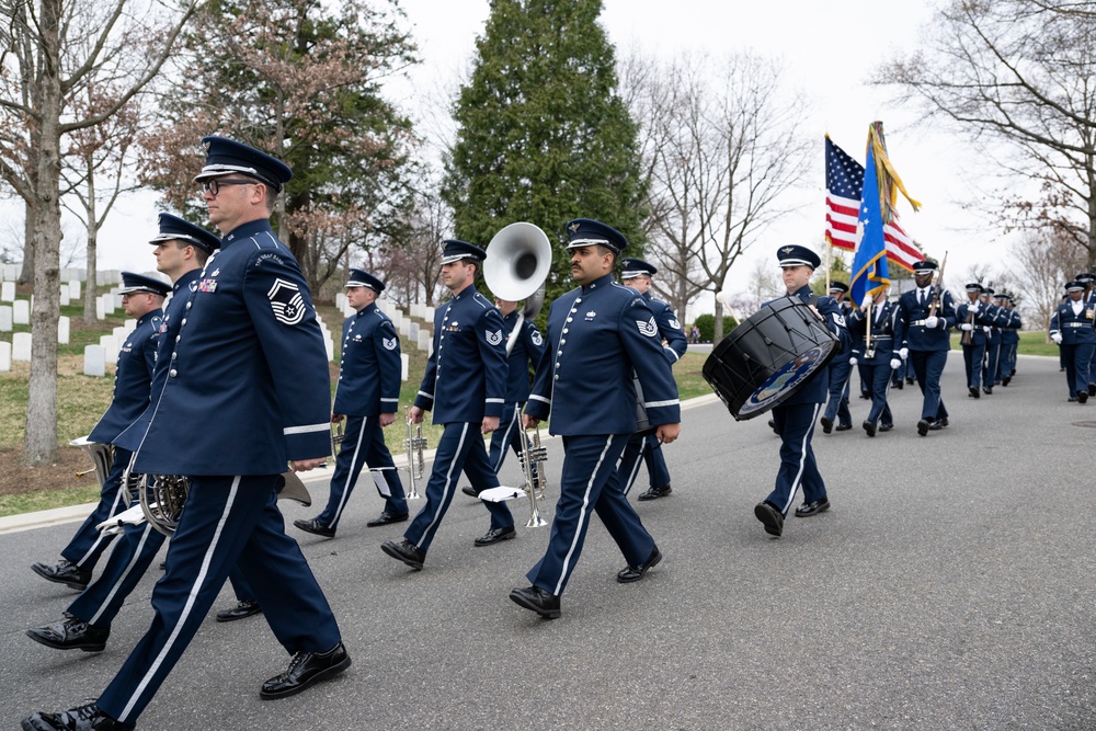 Military Funeral Honors with Funeral Escort are Conducted for U.S. Air Force Capt. Julius Fluhr, Jr. in Section 37