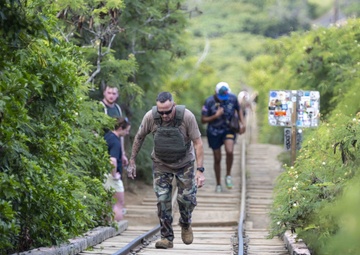 Sailors and civilians take part in Morale Hike for Chief Petty Officer's 132nd Birthday