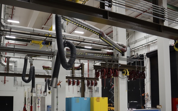 An Auto Shop Maintenance Bay Nears Completion on Marine Corps Base Camp Blaz