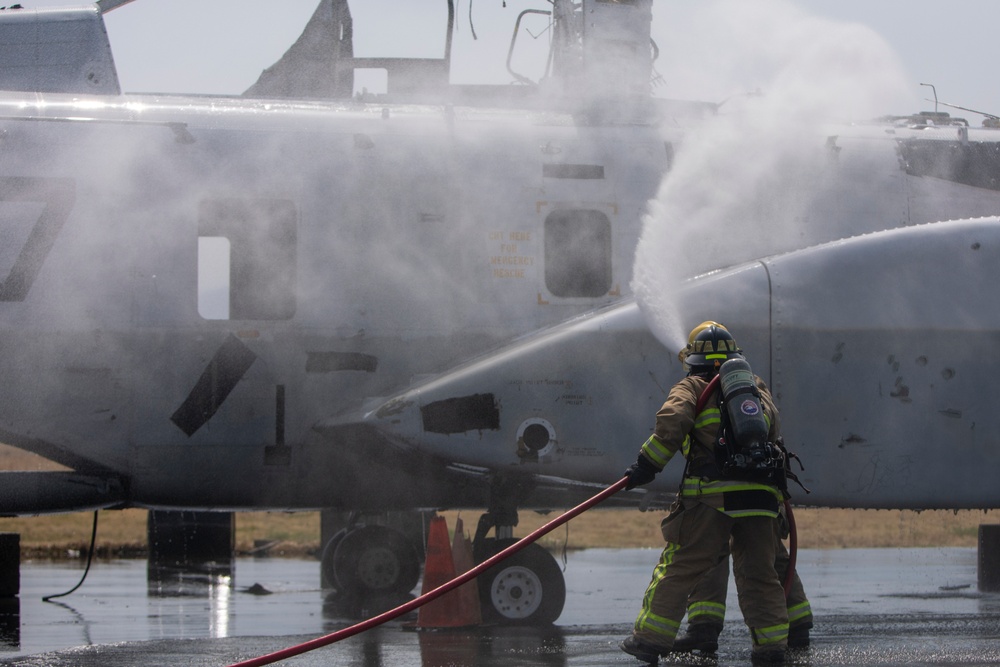 ARFF Marines and U.S. Airmen conduct mass casualty training at MCAS Iwakuni