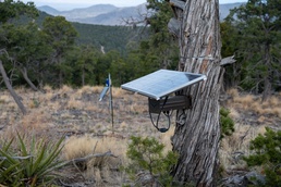 A wildfire detection sensor is mounted in the withdrawn area of Kirtland Air Force Base.