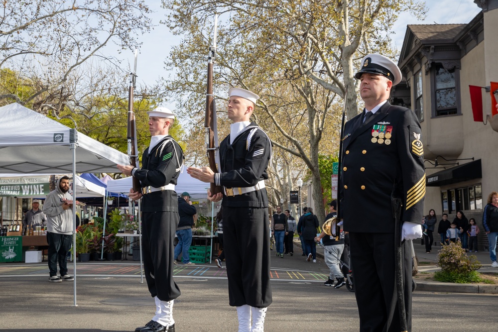 U.S. Navy Ceremonial Guard performs at Sacramento Farmers Market