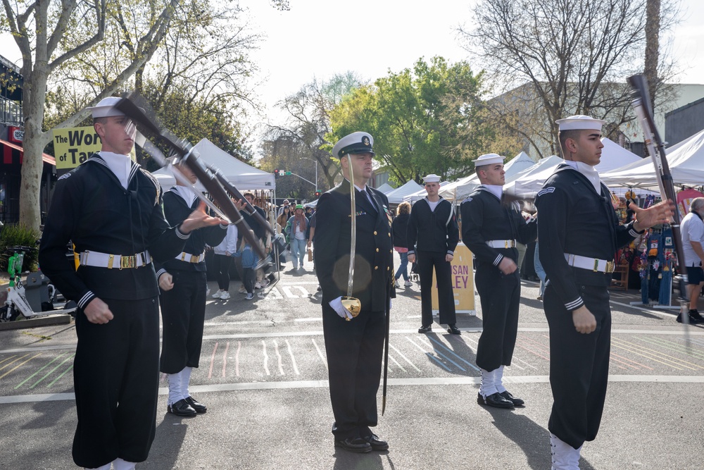 U.S. Navy Ceremonial Guard performs at Sacramento Farmers Market