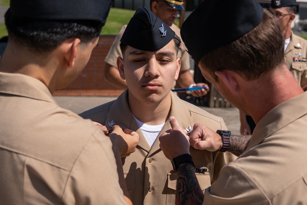 HM3 Kevin Hernandez promotion ceremony to Hospital Corpsman Third Class.