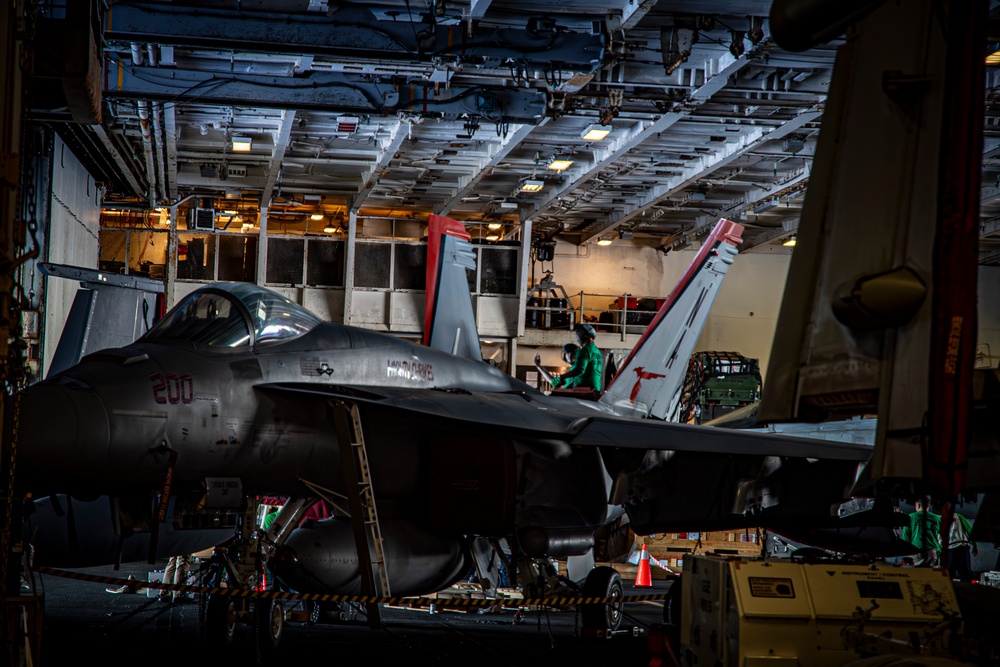 Nimitz Sailors Perform Maintenance on Aircraft
