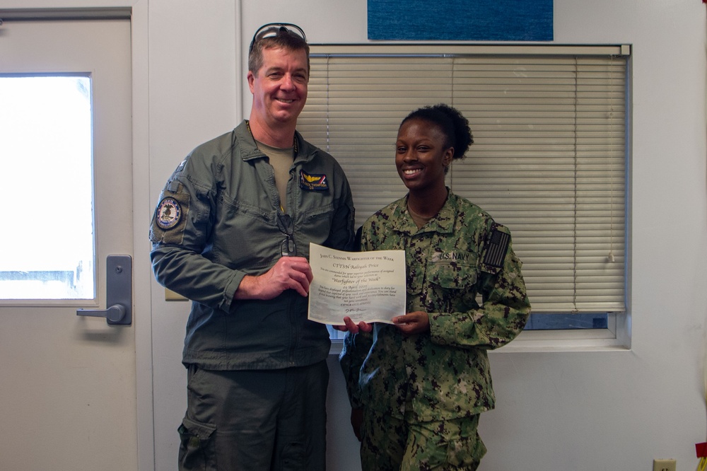 USS John C. Stennis (CVN 74) Sailor is Awarded Warfighter of the Week