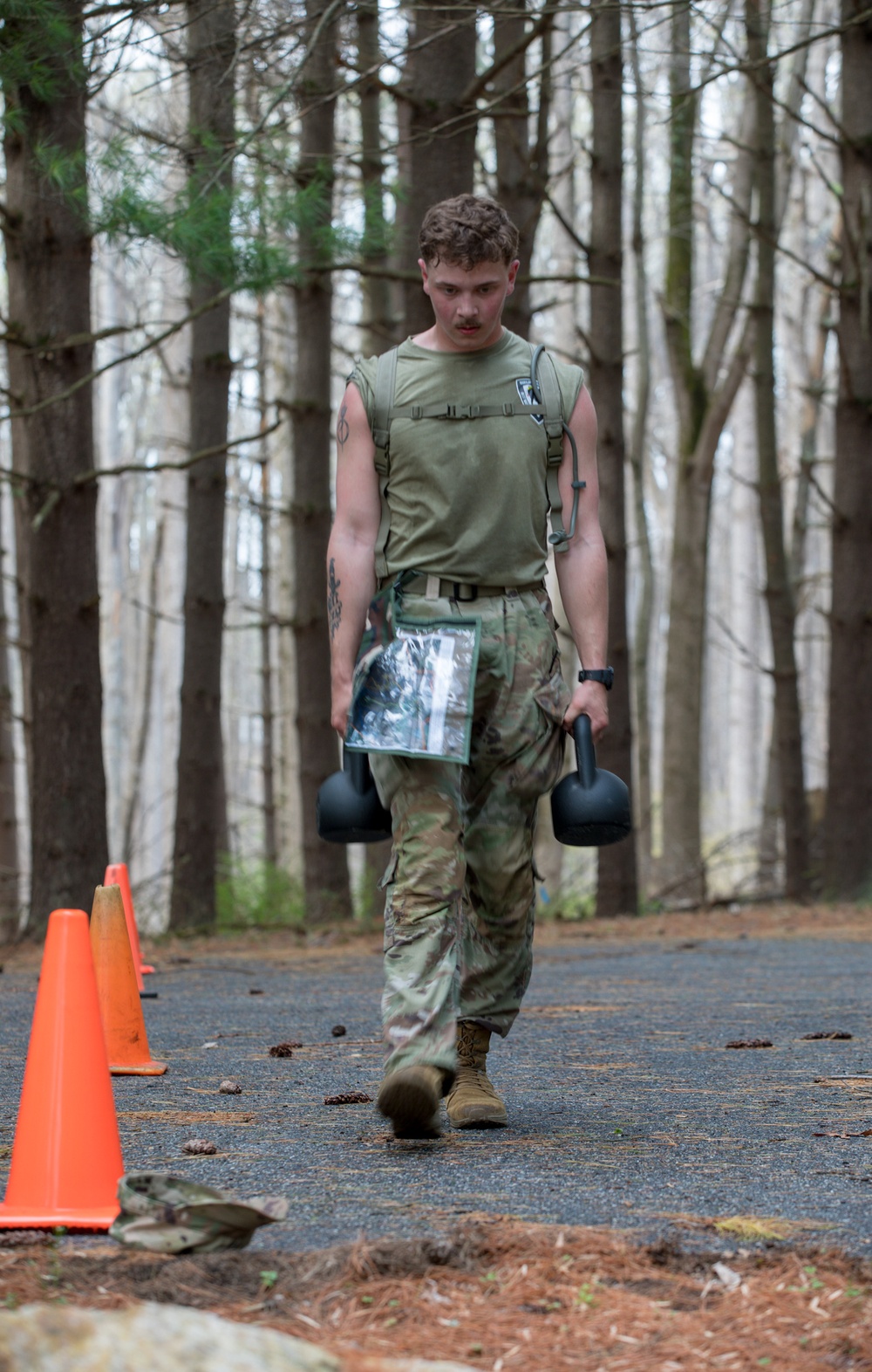 Soldier Carries Kettlebells