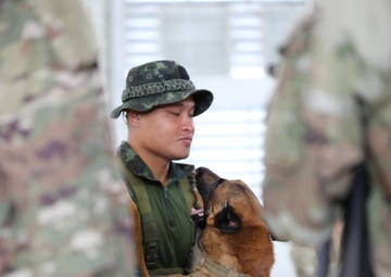 US Army Soldiers and Military Working Dogs Perform Explosive Ordnance Disposal Training during Hanuman Guardian 25