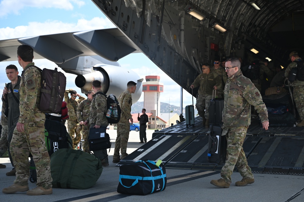 McChord Deployers Arrive at March ARB Aboard C-17