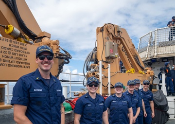 U.S. Coast Guard Cutter Kimball conducts at-sea transfer with U.S. Coast Guard Cutter Forward