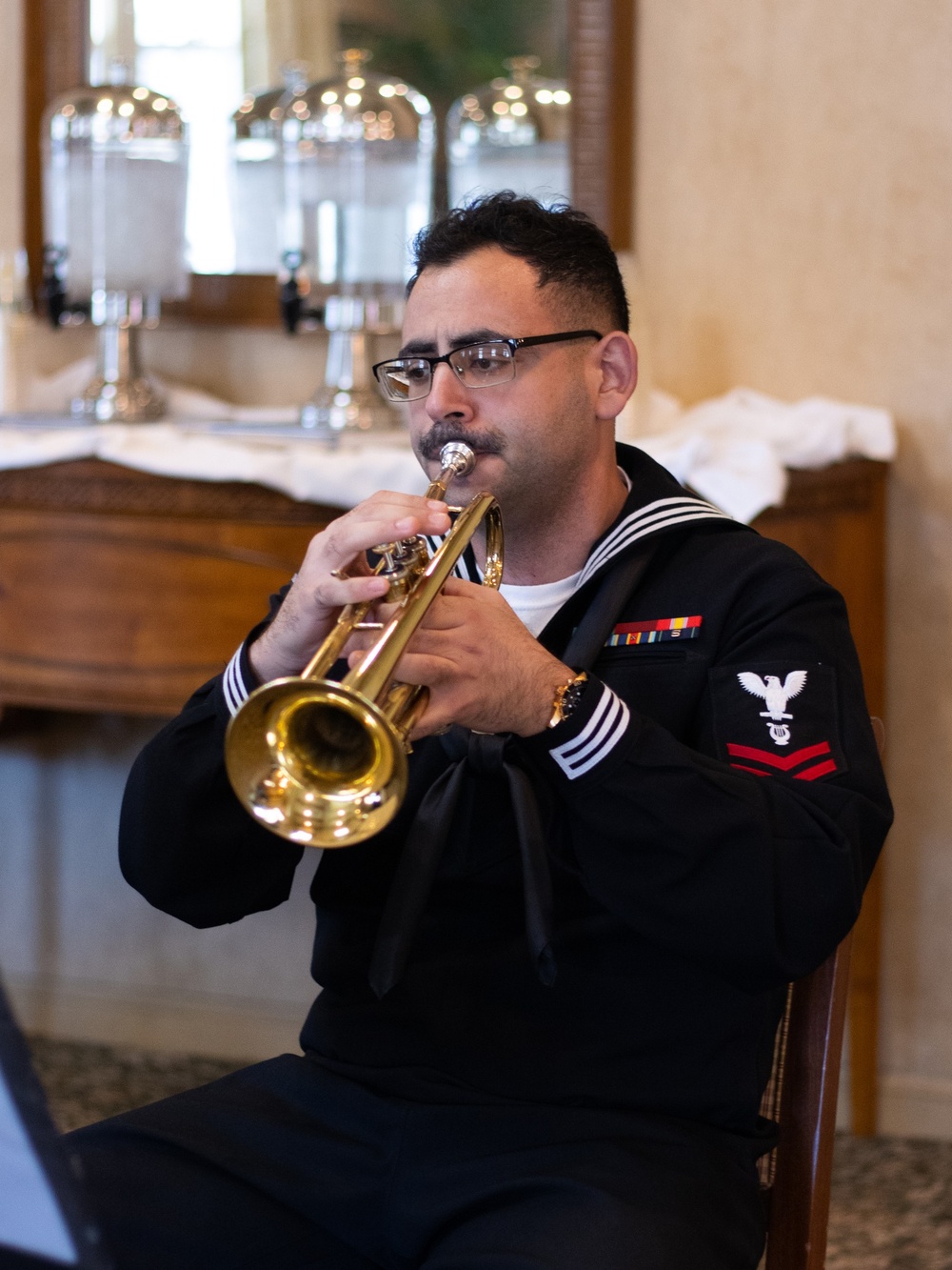 U.S. Fleet Forces Brass Quintet performs at ENS Carl Schulte's Commissioning Ceremony