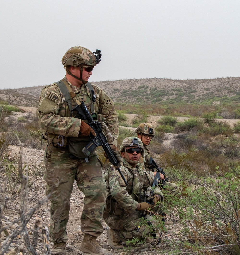 U.S. Soldiers conduct a squad level reconnaissance patrol along the southern border