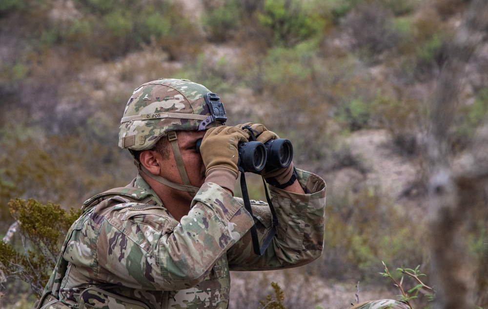 U.S. Soldiers conduct a squad level reconnaissance patrol along the southern border