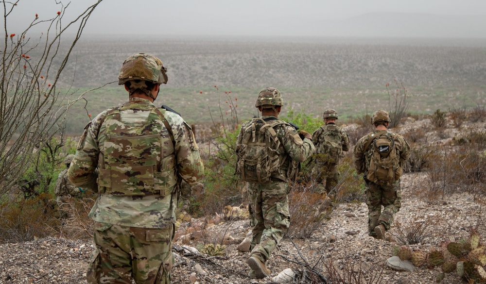U.S. Soldiers conduct a squad level reconnaissance patrol along the southern border