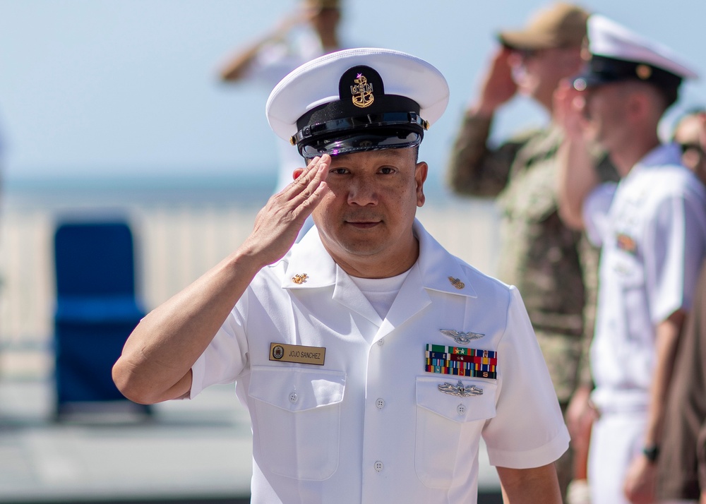 Senior Chief Aviation Support Equipment Technician Jojo Sanchez retirement ceremony