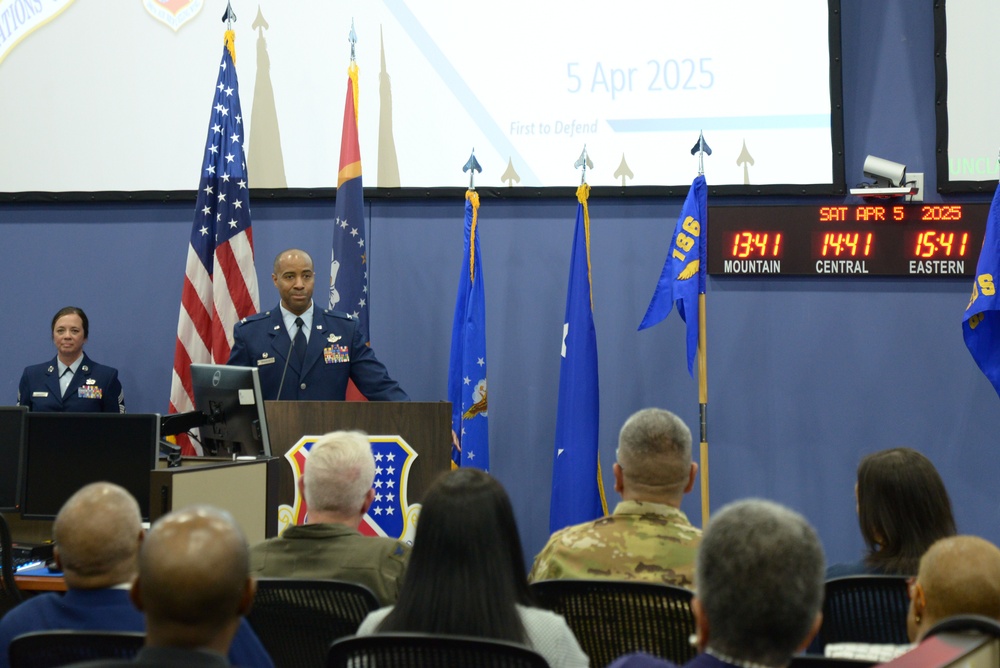 Col. Robinson addresses the 186th AOG