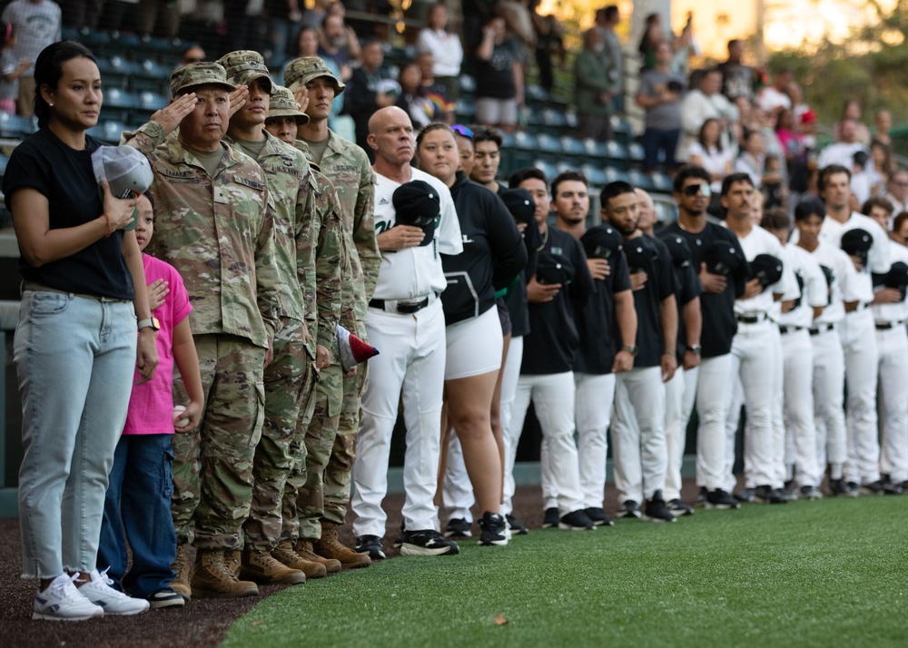 Hawaii Army National Guard commander throws opening pitch at Les Murakami Stadium