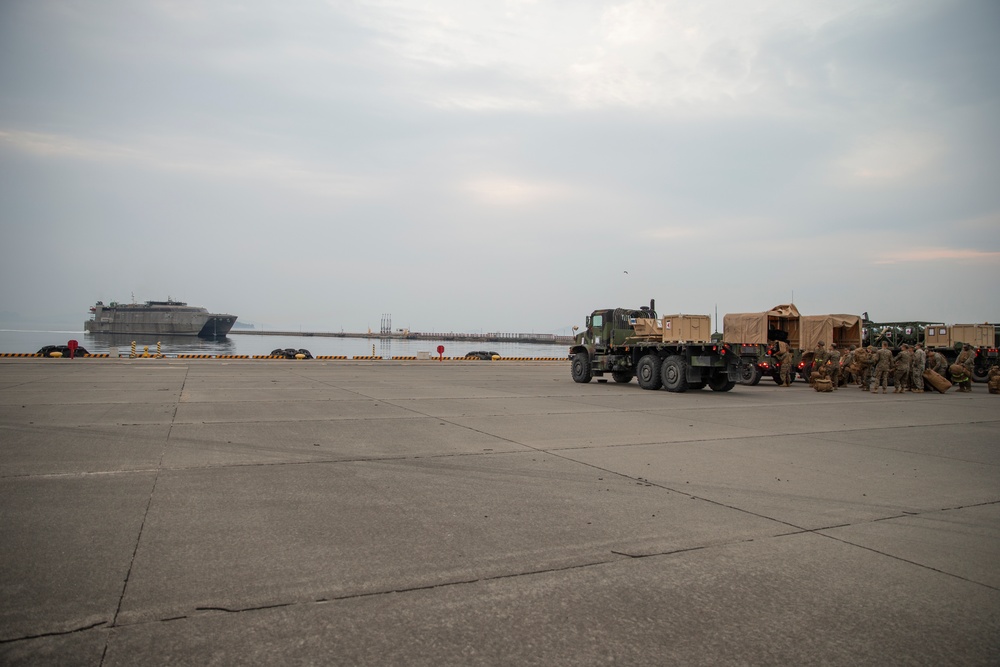 Marines with MWSS-171 prepare for departure from Japan to Korea for training