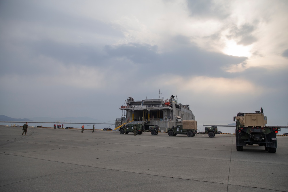 Marines with MWSS-171 prepare for departure from Japan to Korea for training